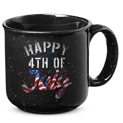 Fireworks Happy 4th Of July Us Flag American 4th Of July 15oz Campfire Ceramic Mug