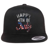 Fireworks Happy 4th Of July Us Flag American 4th Of July Flatbill Hat
