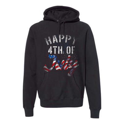 Fireworks Happy 4th Of July Us Flag American 4th Of July Premium Hoodie