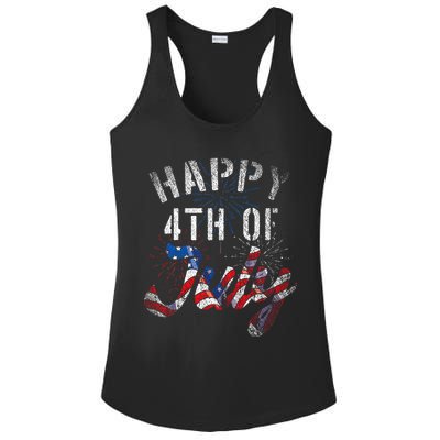 Fireworks Happy 4th Of July Us Flag American 4th Of July Ladies PosiCharge Competitor Racerback Tank