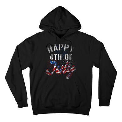 Fireworks Happy 4th Of July Us Flag American 4th Of July Tall Hoodie