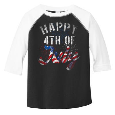 Fireworks Happy 4th Of July Us Flag American 4th Of July Toddler Fine Jersey T-Shirt