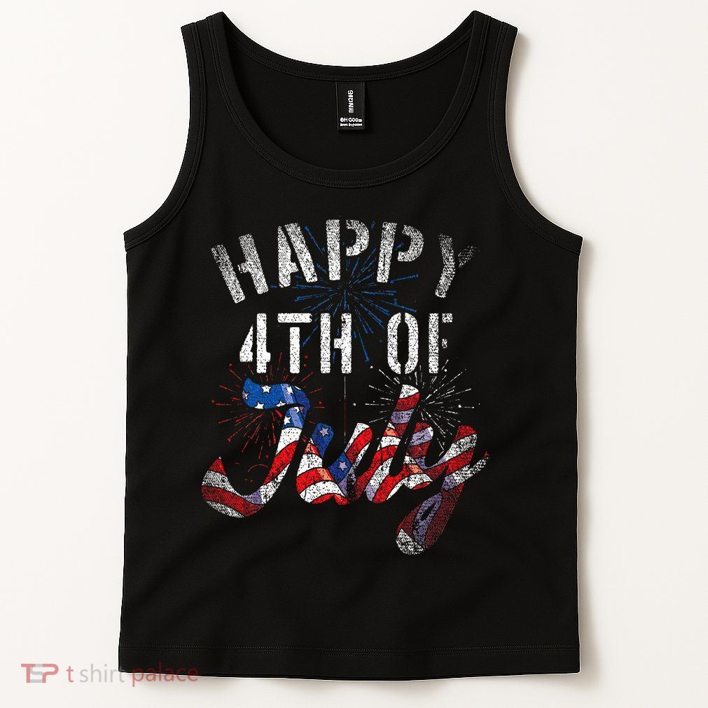 Fireworks Happy 4th Of July Us Flag American 4th Of July Tank Top
