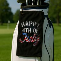 Fireworks Happy 4th Of July Us Flag American 4th Of July Golf Towel
