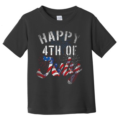 Fireworks Happy 4th Of July Us Flag American 4th Of July Toddler T-Shirt