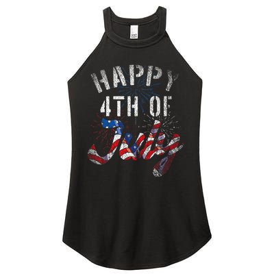 Fireworks Happy 4th Of July Us Flag American 4th Of July Women's Perfect Tri Rocker Tank