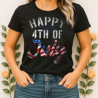 Fireworks Happy 4th Of July Us Flag American 4th Of July Womens T-Shirt