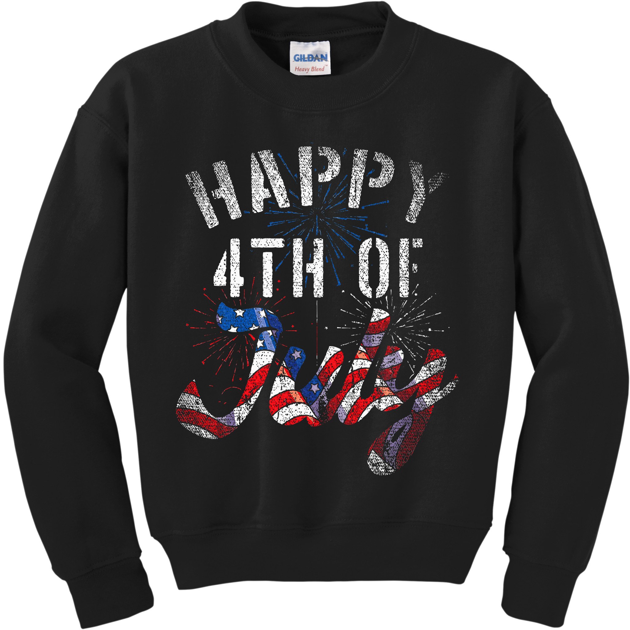Fireworks Happy 4th Of July Us Flag American 4th Of July Kids Sweatshirt