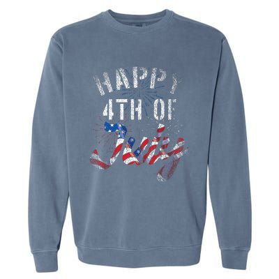 Fireworks Happy 4th Of July Us Flag American 4th Of July Garment-Dyed Sweatshirt