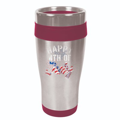 Fireworks Happy 4th Of July Us Flag American 4th Of July 16oz Travel Tumbler