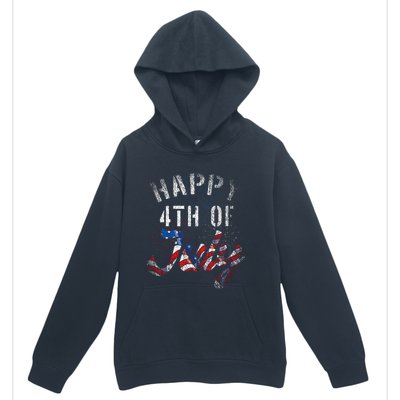 Fireworks Happy 4th Of July Us Flag American 4th Of July Urban Pullover Hoodie