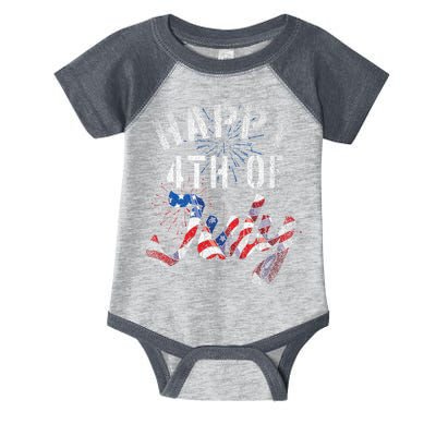 Fireworks Happy 4th Of July Us Flag American 4th Of July Infant Baby Jersey Bodysuit