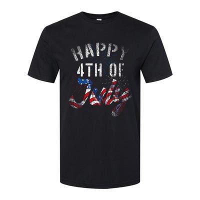 Fireworks Happy 4th Of July Us Flag American 4th Of July Softstyle CVC T-Shirt