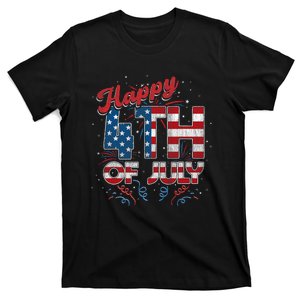 Fireworks Happy 4th Of July US Flag American 4th Of July America Pride T-Shirt