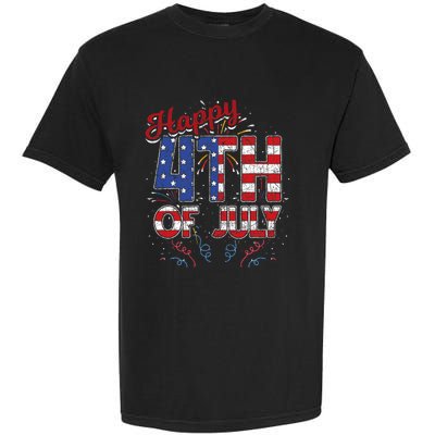 Fireworks Happy 4th Of July Us Flag American 4th Of July Garment-Dyed Heavyweight T-Shirt