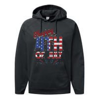 Fireworks Happy 4th Of July Us Flag American 4th Of July Performance Fleece Hoodie