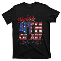 Fireworks Happy 4th Of July Us Flag American 4th Of July T-Shirt