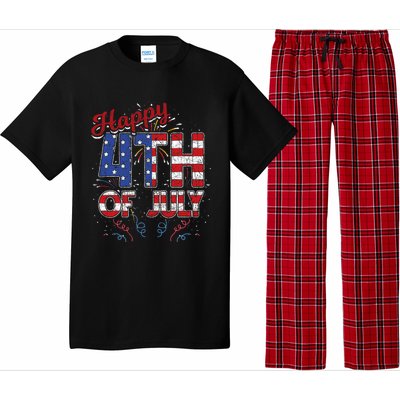 Fireworks Happy 4th Of July Us Flag American 4th Of July Pajama Set