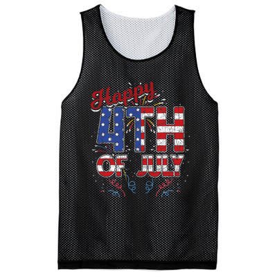 Fireworks Happy 4th Of July Us Flag American 4th Of July Mesh Reversible Basketball Jersey Tank