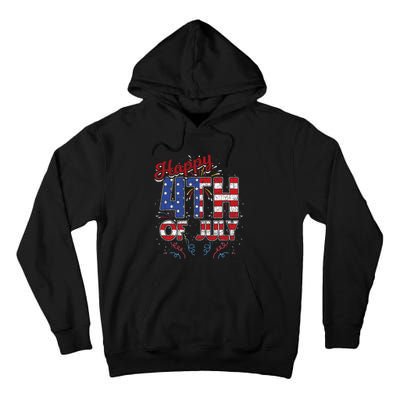 Fireworks Happy 4th Of July Us Flag American 4th Of July Tall Hoodie