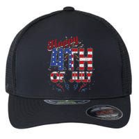 Fireworks Happy 4th Of July Us Flag American 4th Of July Flexfit Unipanel Trucker Cap