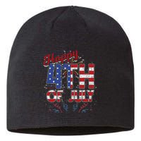 Fireworks Happy 4th Of July Us Flag American 4th Of July Sustainable Beanie