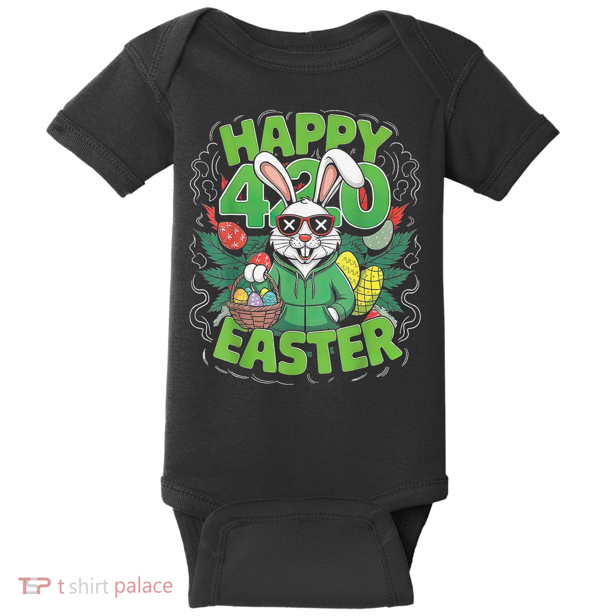 Funny Happy 420 Easter Funny Easter Bunny Women Baby Bodysuit