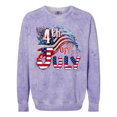 Fireworks Happy 4th Of July US Flag American 4th Of July Colorblast Crewneck Sweatshirt