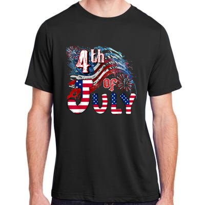 Fireworks Happy 4th Of July US Flag American 4th Of July Adult ChromaSoft Performance T-Shirt