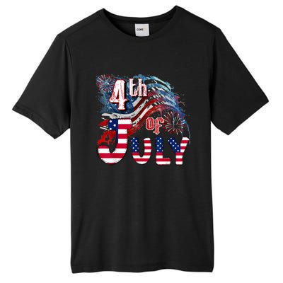 Fireworks Happy 4th Of July US Flag American 4th Of July Tall Fusion ChromaSoft Performance T-Shirt