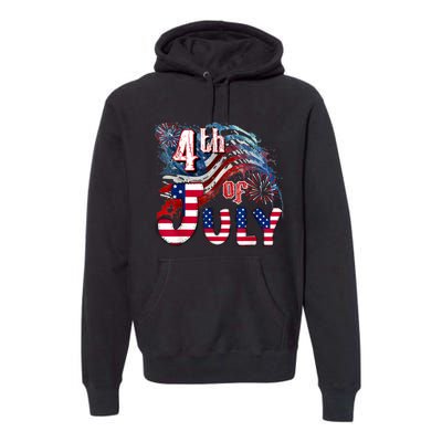 Fireworks Happy 4th Of July US Flag American 4th Of July Premium Hoodie