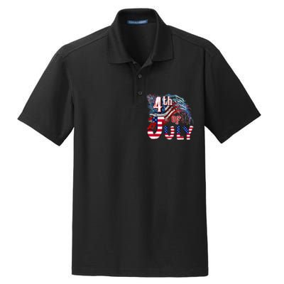 Fireworks Happy 4th Of July US Flag American 4th Of July Dry Zone Grid Polo