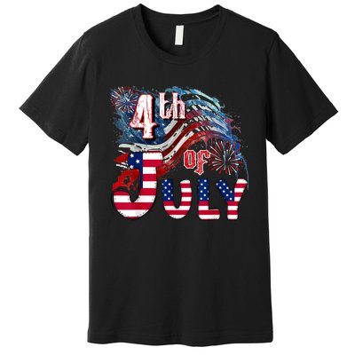 Fireworks Happy 4th Of July US Flag American 4th Of July Premium T-Shirt