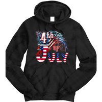 Fireworks Happy 4th Of July US Flag American 4th Of July Tie Dye Hoodie