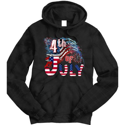 Fireworks Happy 4th Of July US Flag American 4th Of July Tie Dye Hoodie