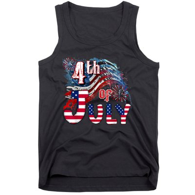 Fireworks Happy 4th Of July US Flag American 4th Of July Tank Top