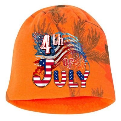 Fireworks Happy 4th Of July US Flag American 4th Of July Kati - Camo Knit Beanie