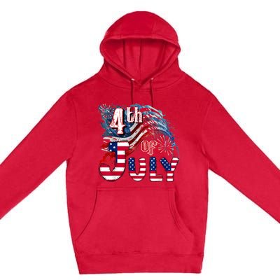 Fireworks Happy 4th Of July US Flag American 4th Of July Premium Pullover Hoodie