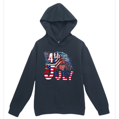 Fireworks Happy 4th Of July US Flag American 4th Of July Urban Pullover Hoodie