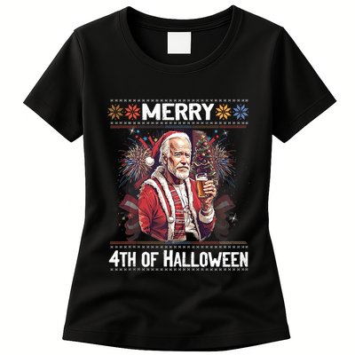 Funny Happy 4th Of July Anti Joe Biden Impeach Biden Womens T-Shirt