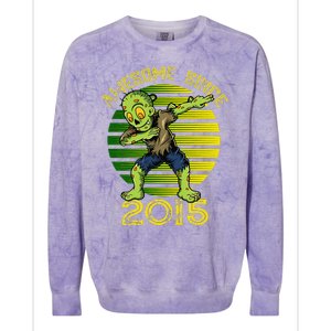 Funny Halloween 8th Birthday Dabbing Zombie Awesome Since 2015 Premium Colorblast Crewneck Sweatshirt