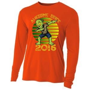 Funny Halloween 8th Birthday Dabbing Zombie Awesome Since 2015 Premium Cooling Performance Long Sleeve Crew