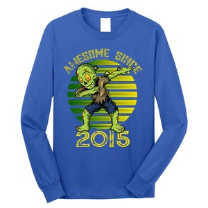 Funny Halloween 8th Birthday Dabbing Zombie Awesome Since 2015 Premium Long Sleeve Shirt