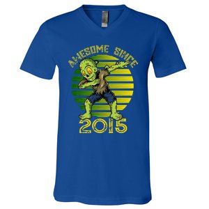 Funny Halloween 8th Birthday Dabbing Zombie Awesome Since 2015 Premium V-Neck T-Shirt