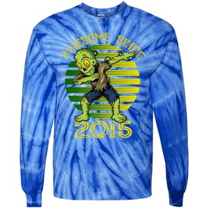 Funny Halloween 8th Birthday Dabbing Zombie Awesome Since 2015 Premium Tie-Dye Long Sleeve Shirt