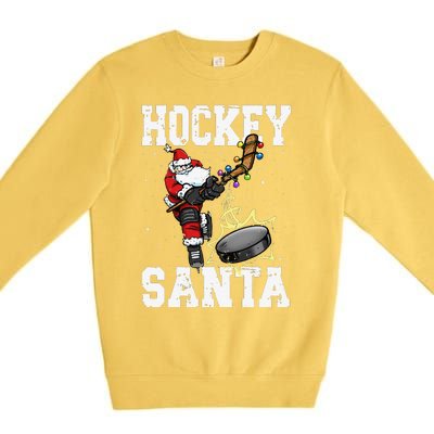 Funny Hockey 812 Santa Hockey Player Christmas Cool Gift Premium Crewneck Sweatshirt