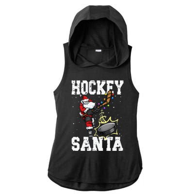 Funny Hockey 812 Santa Hockey Player Christmas Cool Gift Ladies PosiCharge Tri-Blend Wicking Draft Hoodie Tank