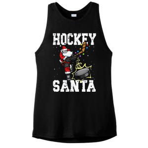 Funny Hockey 812 Santa Hockey Player Christmas Cool Gift Ladies PosiCharge Tri-Blend Wicking Tank