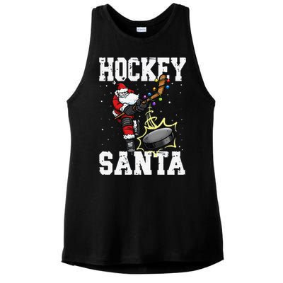 Funny Hockey 812 Santa Hockey Player Christmas Cool Gift Ladies PosiCharge Tri-Blend Wicking Tank