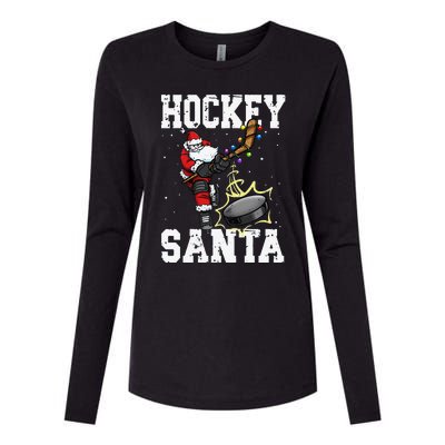 Funny Hockey 812 Santa Hockey Player Christmas Cool Gift Womens Cotton Relaxed Long Sleeve T-Shirt